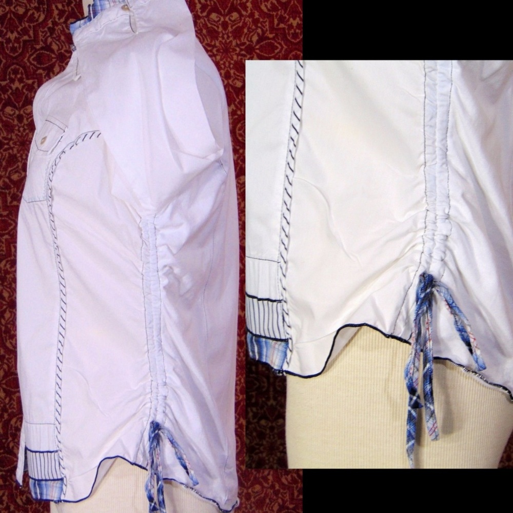 PULI white 3/4 sleeve cotton blend blouse M✨ - Picture 6 of 7